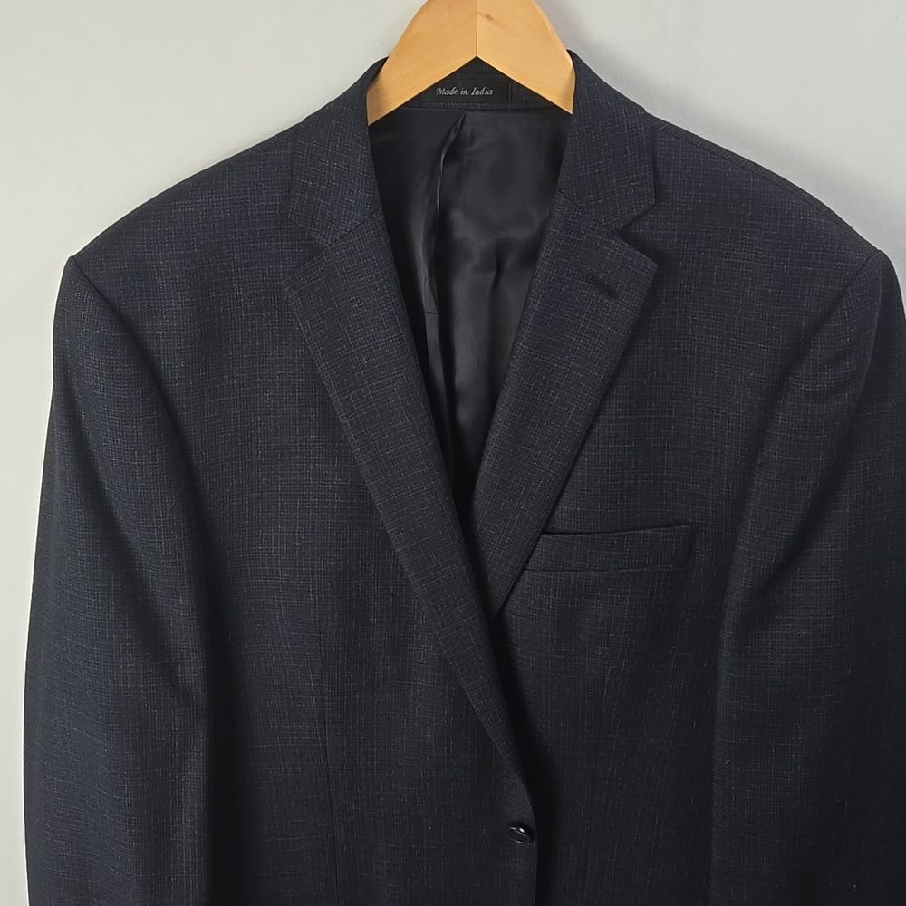 Calvin Klein Mens Black Wool Notch Lapel Two Button Blazer Sz 42L Professional - Picture 2 of 11